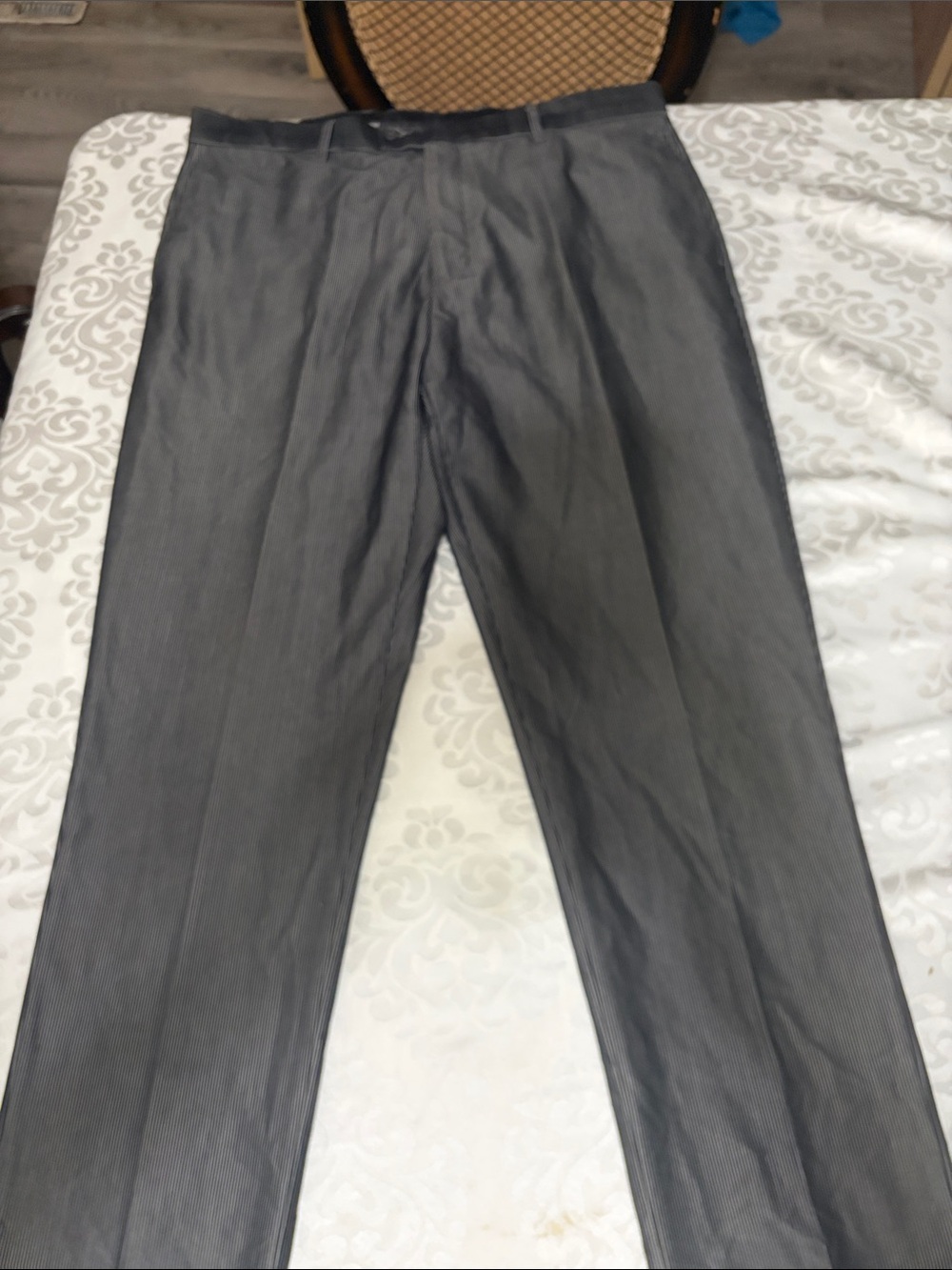Stacy Adams Men's Gray Pinstripe Dress Pants